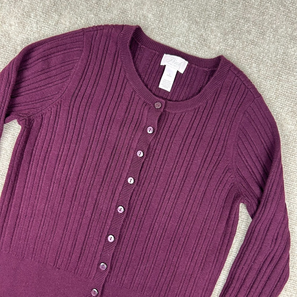 Victoria's Secret Pink Cardigan Sweater Womensโ Medium Purple Cable Knit Ribbed